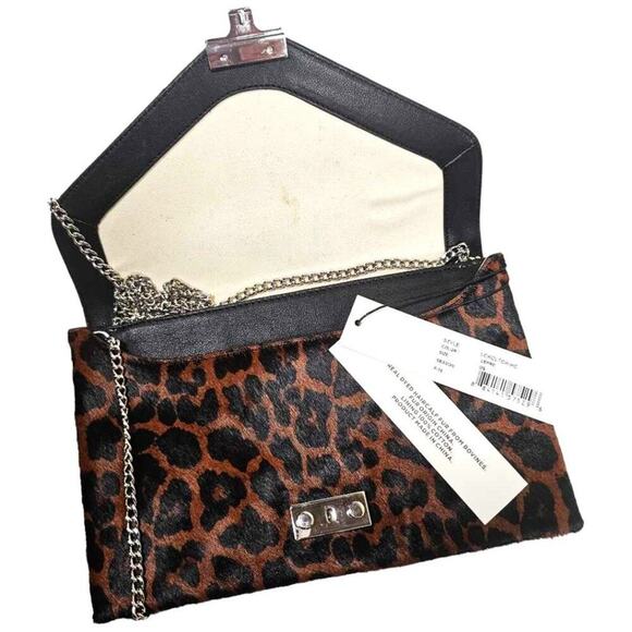 Loeffler Randall Leopard Print Calf Hair & Leather Crossbody Bag $498 NWT - Picture 4 of 11